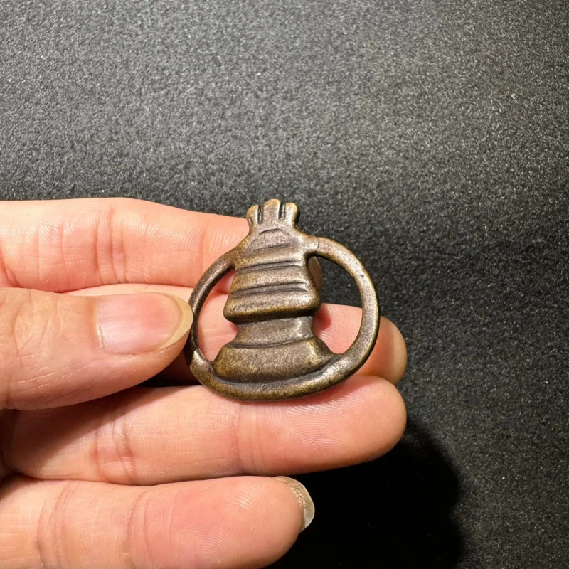 Brass Tibetan-style Buddhist stupa link, sutra clasp accessory