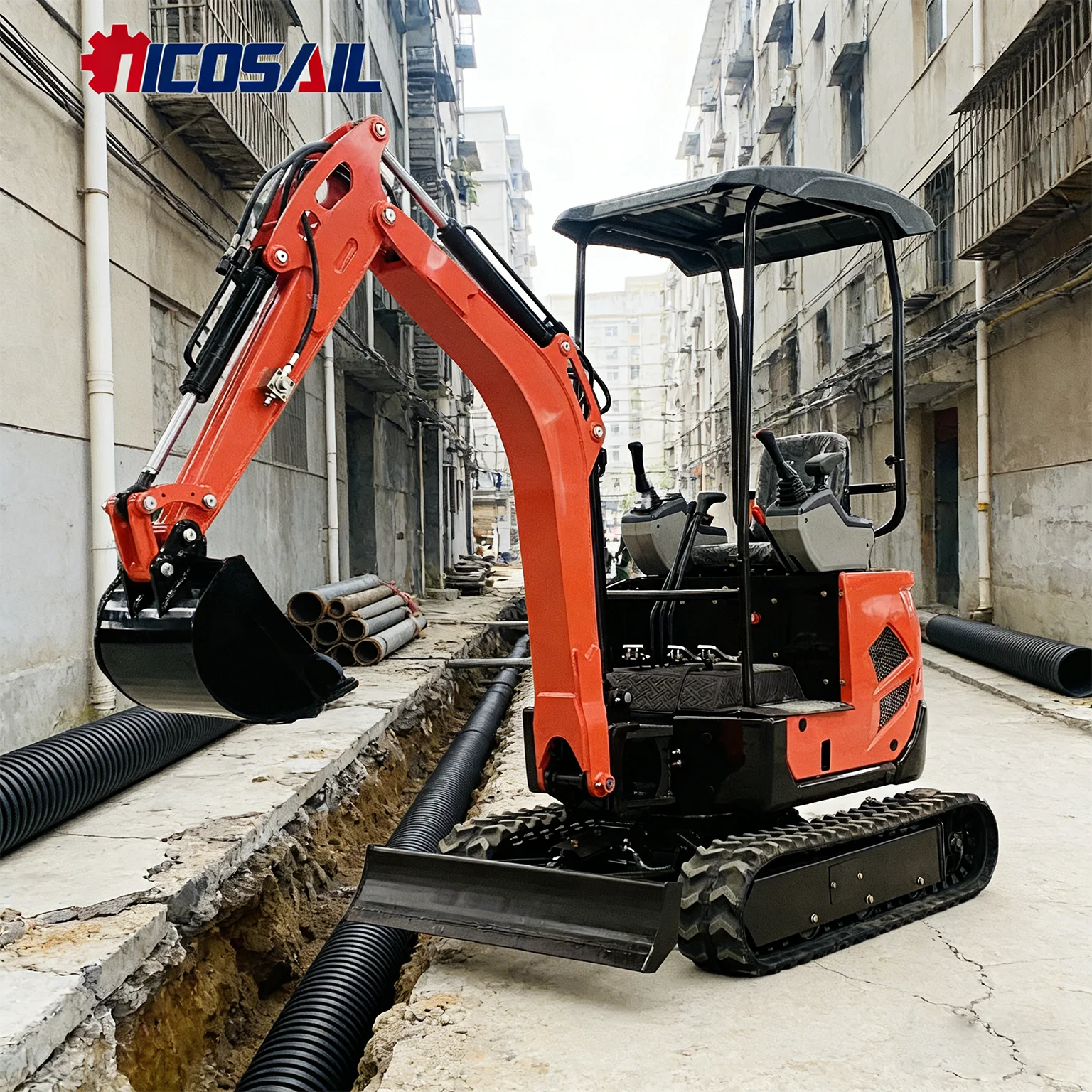 

Mini hydraulic excavator with side swing function, 2.2-ton mini garden farm