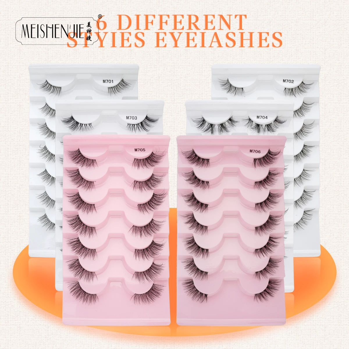 MEISHENJIE 7 paires demi-Cils de chat naturel longs vaporeux moelleux à la main doux Faux Cils outils de maquillage Faux Cils maquillaje