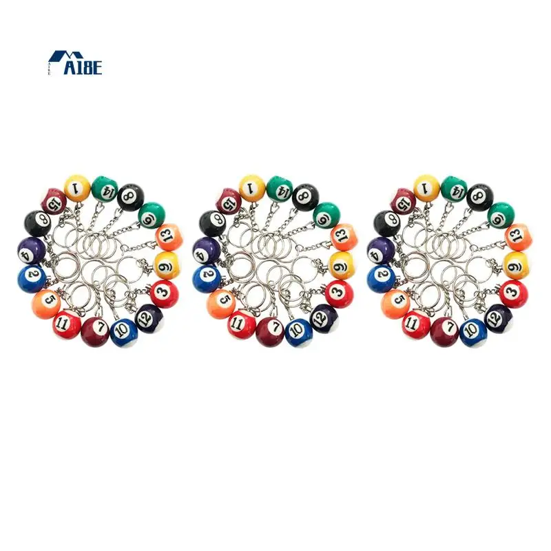 

A18E-красочный набор ключей для бильярдных шаров, 48 шт., мини-волшебный брелок для ключей, шары Eightball Billar, аксессуары для бильярдных цепей