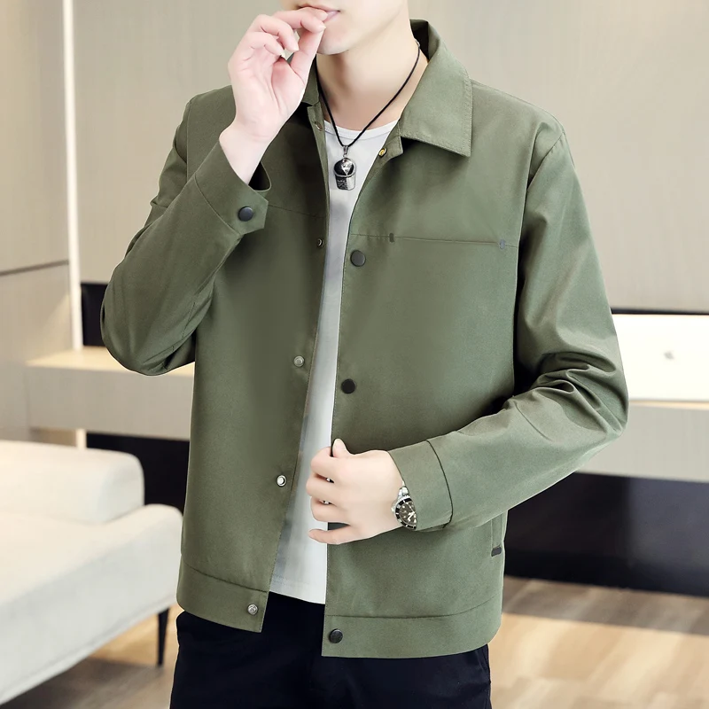 Men's casual Jackets Spring Autumn Solid Color Versatile Lapel Neck buisness Formal Coats