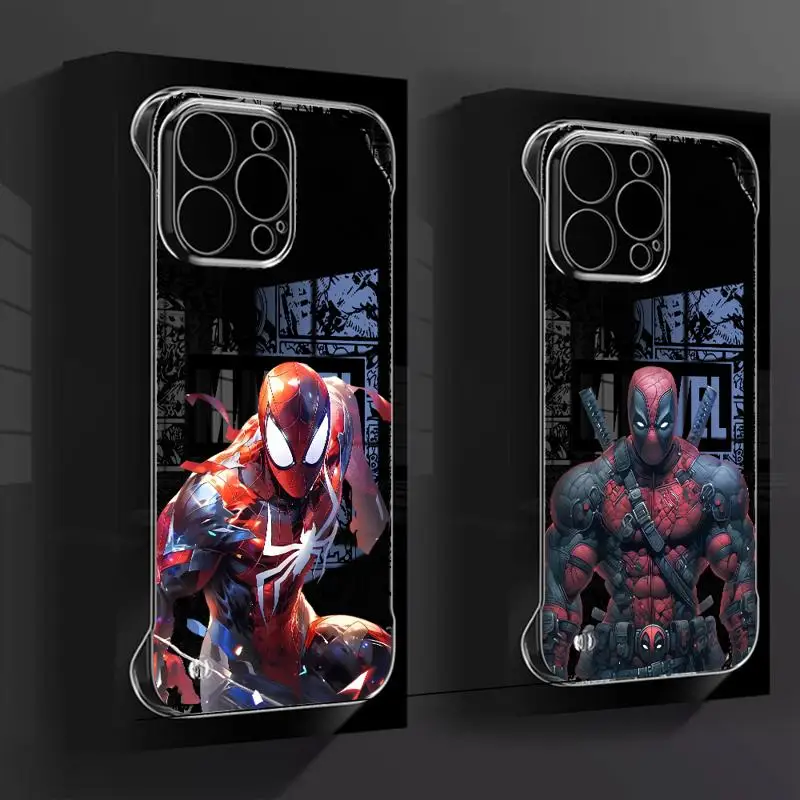 Spiderman Venom Steve-Rogers phone case for Apple iphone 16 15 pro max cases 11 16plus 12 14 13 borderless cooling clear fundas