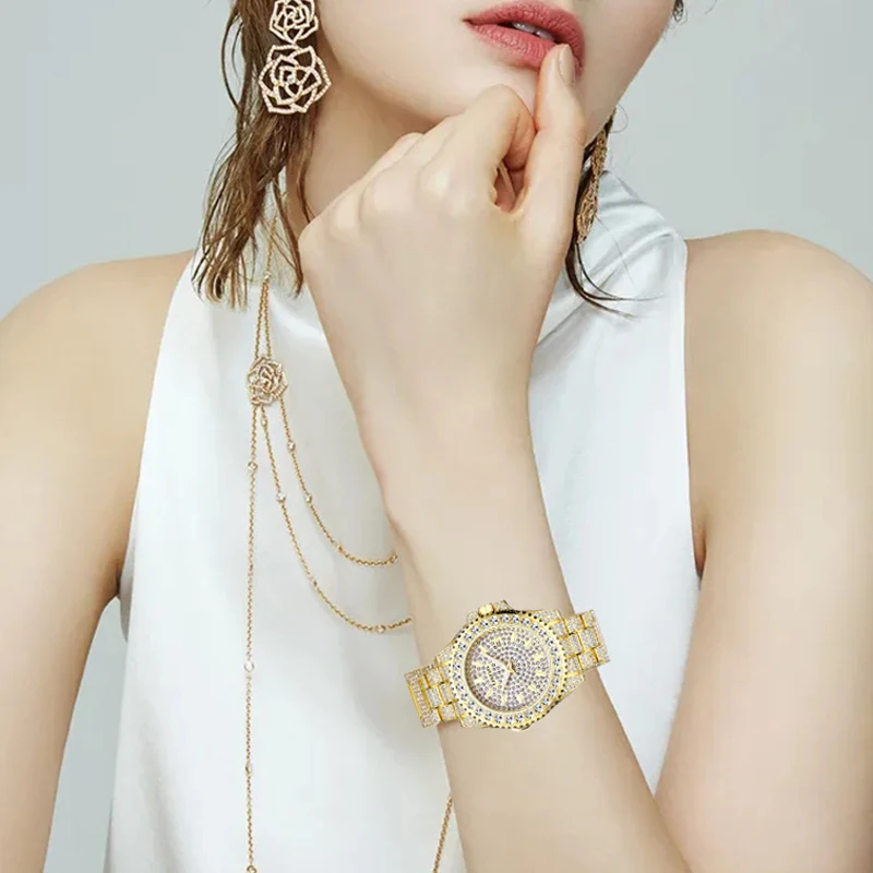 2025 New Women's Quartz Watch European And American Full Diamond Design Luxury Fashion Style Waterproof Quartz Women's Watch