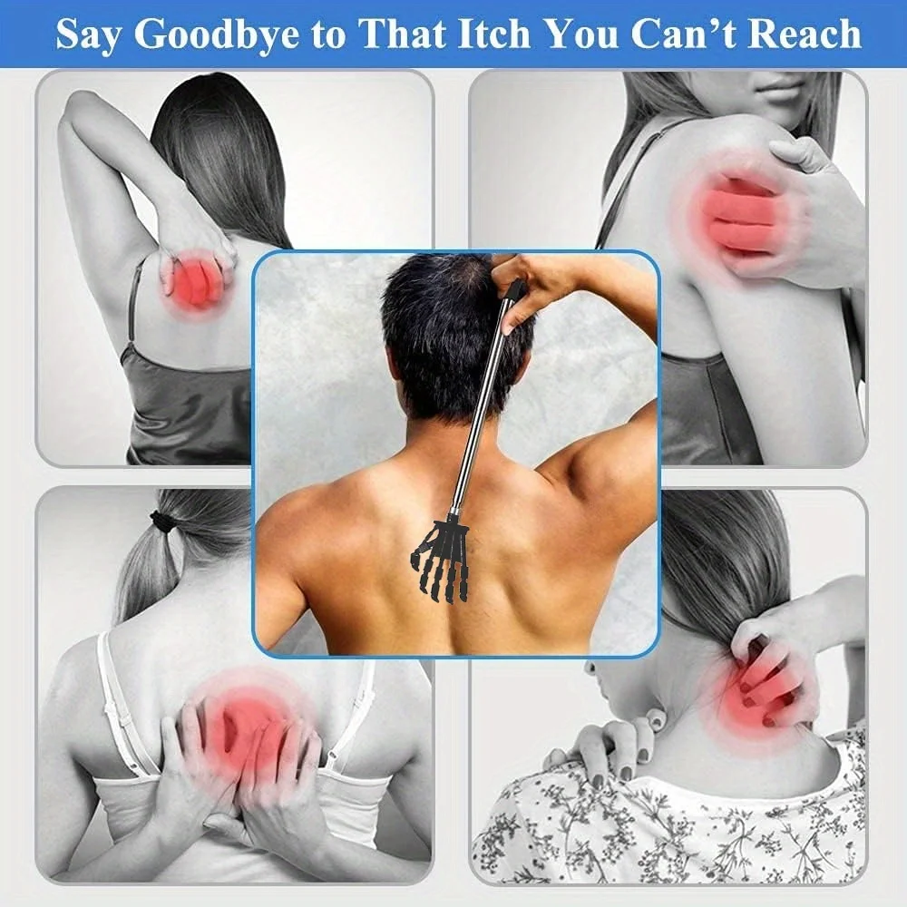 Lager Sized Skeleton Hand Back Scratcher Hand Massager Portable Extendable Stainless Steel Telescoping Massage Tool Perfect Gift