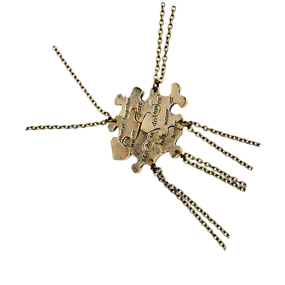 

5Pcs Puzzle Love Necklace Set Fashion Jewelry Accessories Lovers Neck Pendant Easy Carry Gift Necklace Puzzle Neck Pendant