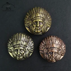 North America Indian Skull Head Rivet Connector Decoration Button Retro Brass DIY Leather Blet Wallet Garment Buckles with Screw