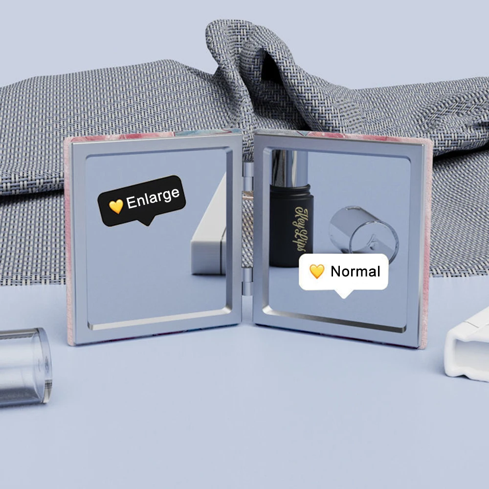 مرآة مكياج محمولة قابلة للطي على الوجهين، مرآة مكبرة مربعة الشكل، جيب مدمج، مرآة محمولة باليد، مرايا للطلاب #6