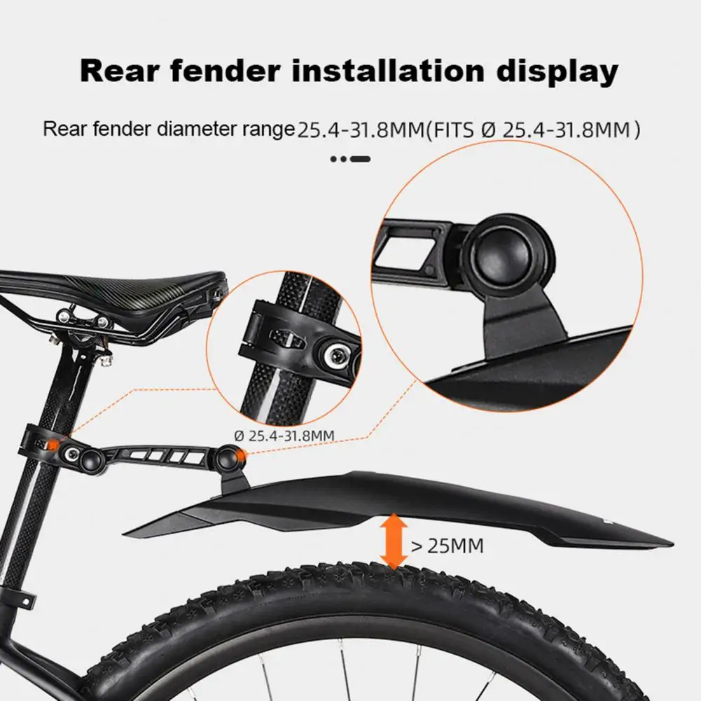 Road Bike Fender Angle Adjustable Mountain Bike Fender Widened Design for Simple Installation of Rear Front Bicycle Mud Guard