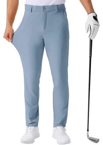 Casual Slim Straight Golf Pants Men's Casual Golf Pants, Stretch Slim Straight Lightweight Quality Business Pants Golf Sports Trousers 30-34 Inseam Length