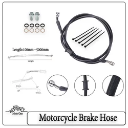 Motorcycle Braided Steel Brake Clutch Oil Hoses Line Pipe Black 10cm To 300cm  Hydraulic Brake Braided oil hose 10mm Banjo 28°