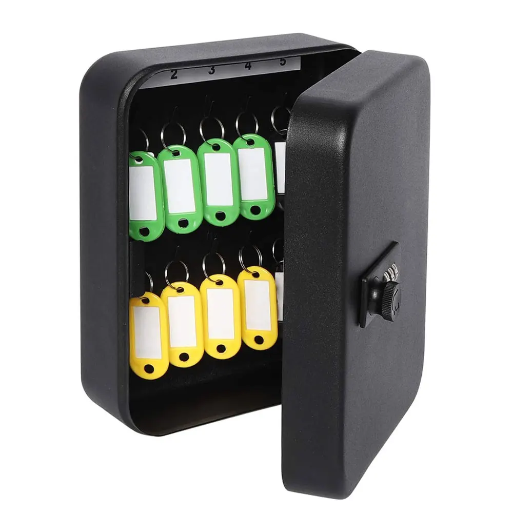 20-Key Hook Wall-Mounted Key Cabinet Lock Box, Lockable Key Storage Box - Metal Key Box Organizer, Suitable for Home and Office.
