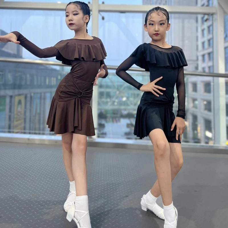 

New professional dance training and performance outfits for women long-sleeved children's Latin dance clothing for autumn Samba