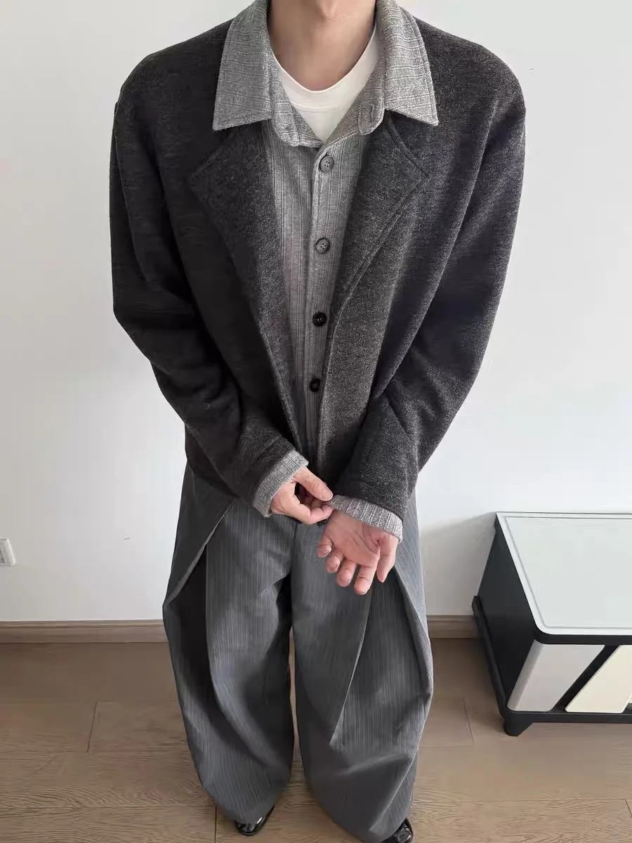 

Американский ретро Cleanfit Color Blo Wheat Spike вязаный кардиган мужская зимняя тяжелая верхняя одежда Long Sve round Ne