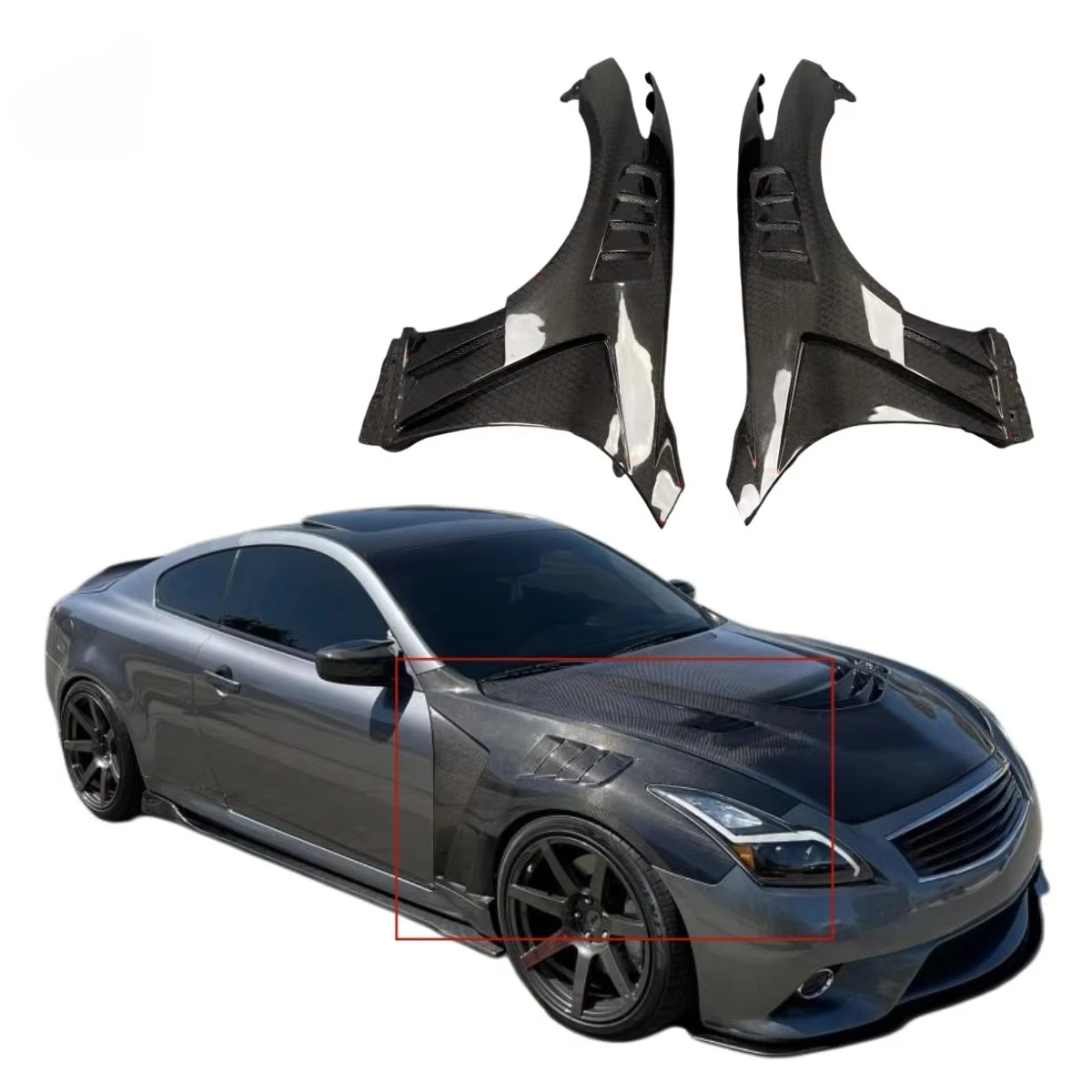 G37 Carbon Fiber Fenders Suitable for Infiniti G35 G25 G37 Honeycomb Fender Body Kit