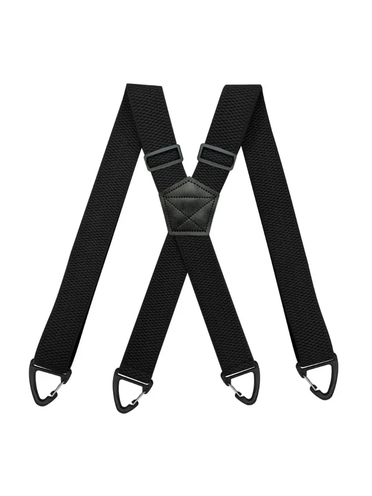 Robuste Hosenträger für Herren, 3,8 cm breit, X-Form mit 4 Karabinerhaken, verstellbare elastische Hosenträgergurte für Arbeit, Biker und Outdoor
