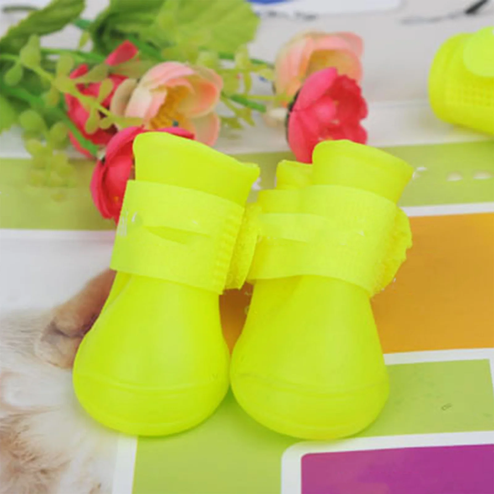 

Puppy Rain Colors Rubber Waterproof Anti-Slip Flexible PVC Material Easy Wear Comfortable Size L Yellow