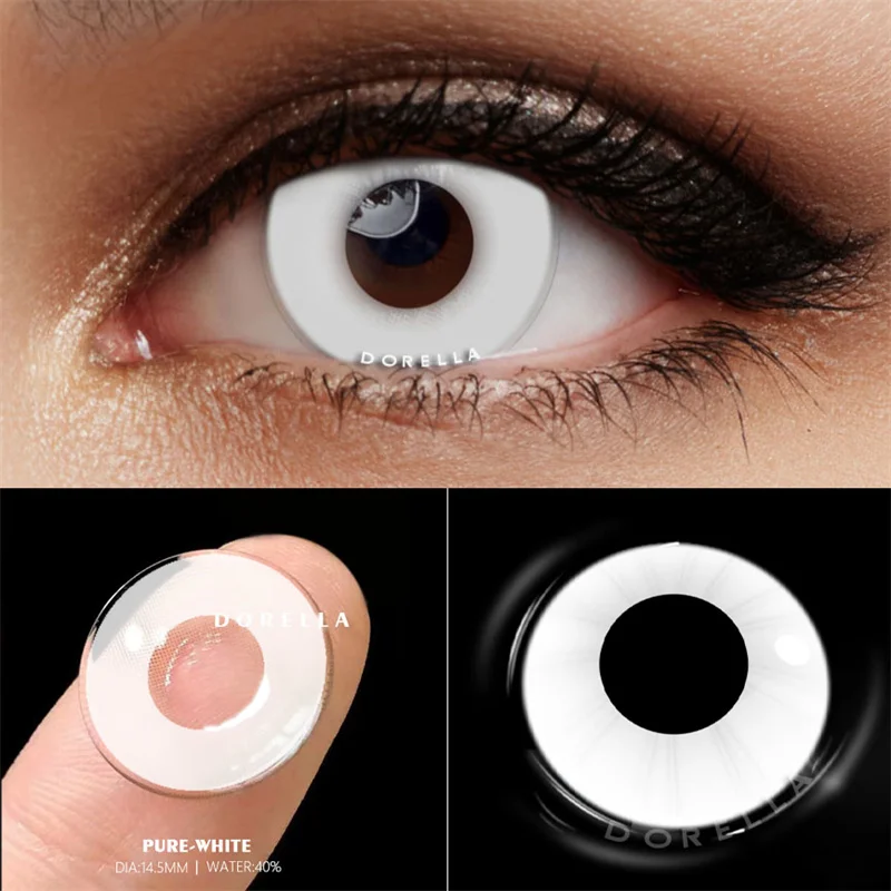 D\'ORELLA 1Pair Cosplay Color Contact Lenses for Eyes Anime Eye Lenses White Black Lenses Contact Lenses Cosmetic Color Lens Eyes