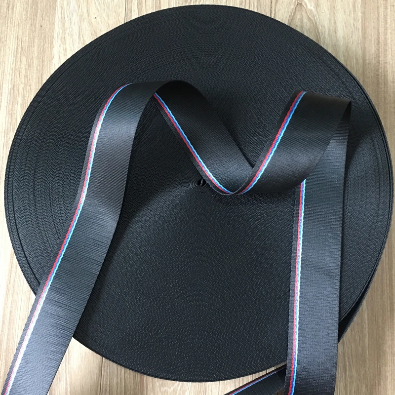 Seat Belt Accessories Car Safety Belts Width 48mm Racing Seatbelt Blue Red stripe Polyester Webbing 3.5/7/10/15/20/25/30 Meter