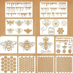 12Pcs/Set Bee Hive Honey DIY Layering Stencils Painting Scrapbook Coloring Embossing Album Decorative Template