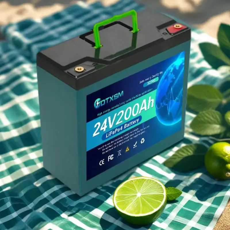 

32700 24V 200AH LiFePO4 battery with built-in 120A BMS RV rechargeable Ferrous lithium phosphate, solar-powered off-grid battery