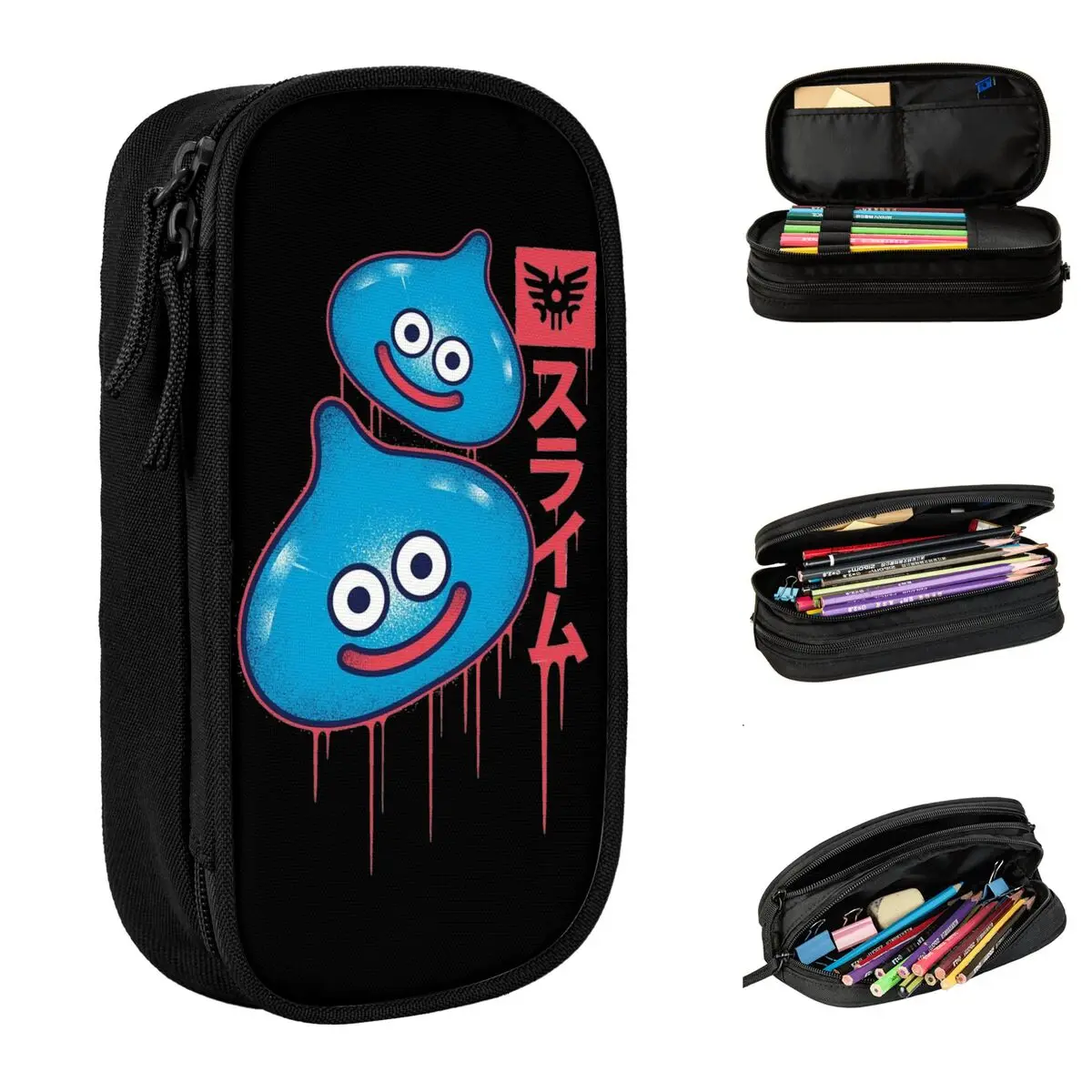 Dragon Quest Slime Pencil Cases Pencil Box Pen for Girls Boys Big Capacity Pencil Bags School Supplies Zipper Stationery