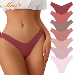 Meet'r Women Sexy Ice Silk Panties Low-Rise No Trace Lingerie Female Classic G String Underwear V Type Multicolor Thong Intimate