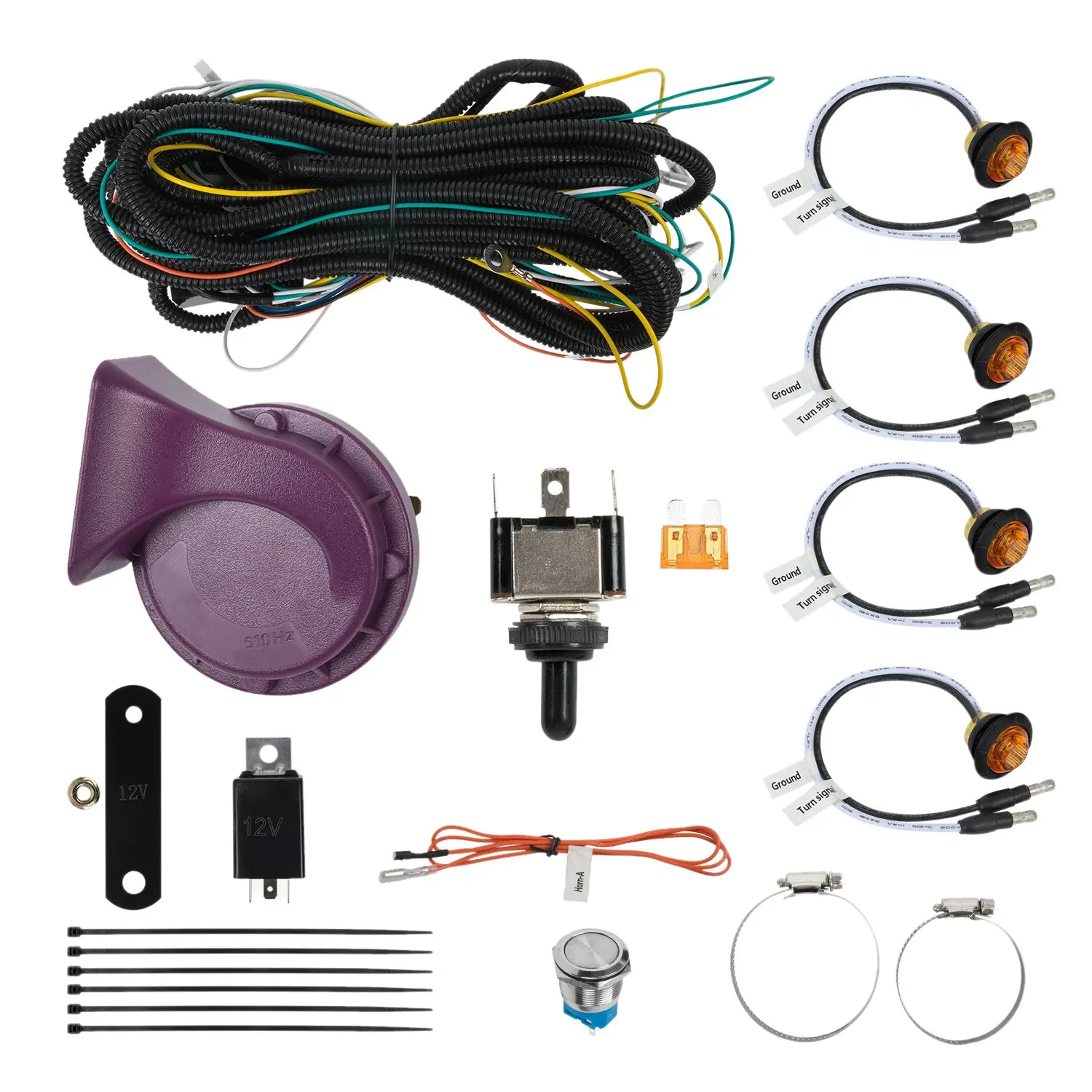 

UTV ATV Universal Turn Signal with Column Turn Switch&Horn with Button Amber LED Blinker Kit for Can-Am Maverick