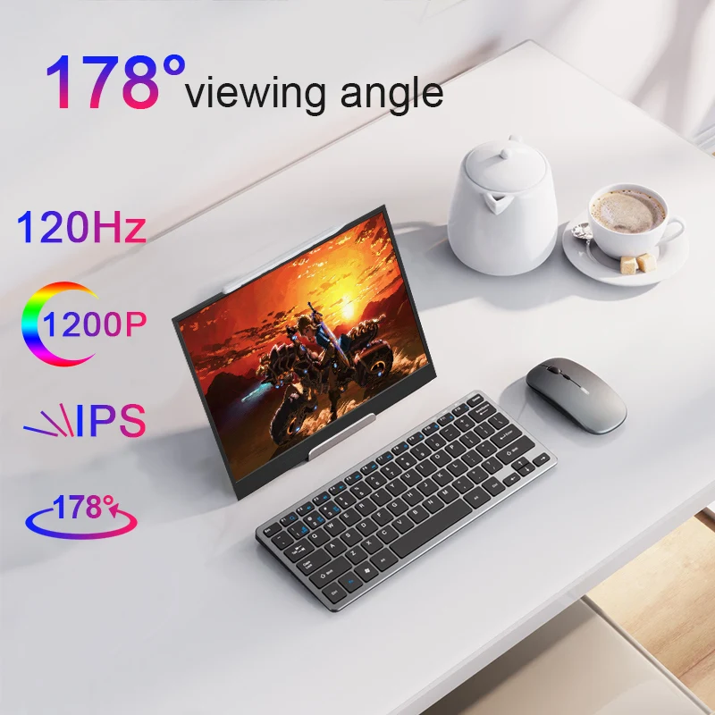 16인치 휴대용 모니터 100% sRGB 120Hz 게이밍 노트북 디스플레이(PS4/5/Steam/Deck/Switch/PC/Mac/Phone용 C타입 미니 HDMI 포함) 썸네일 5