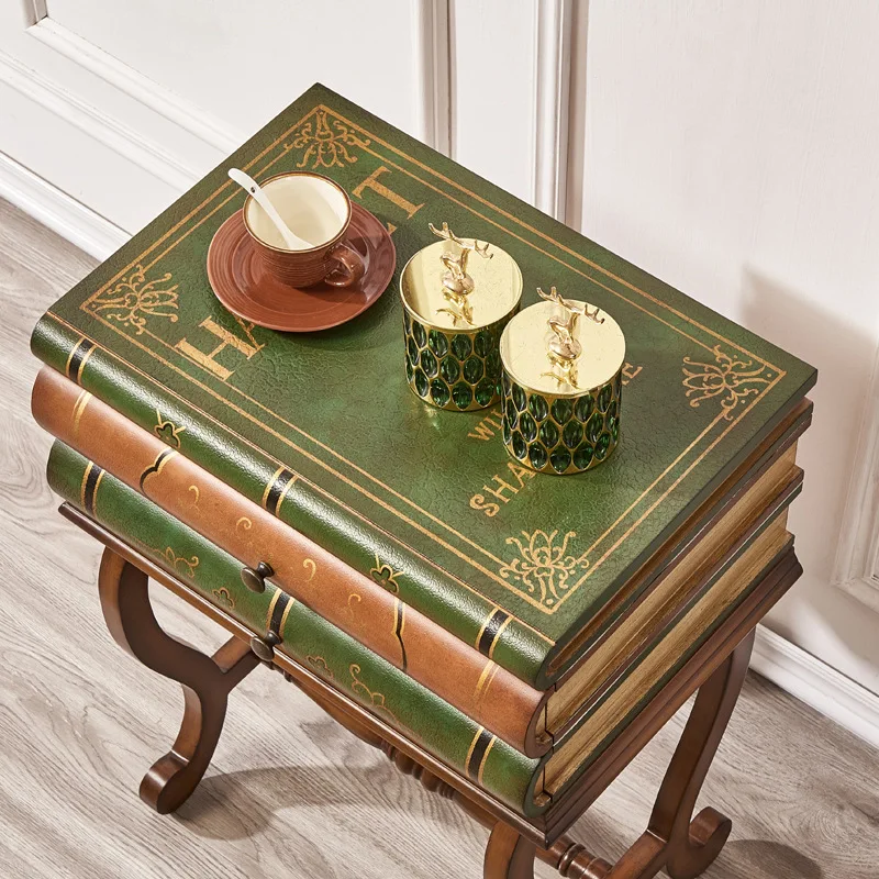 British book shape side table French sofa corner  retro painted small coffee  two bucket