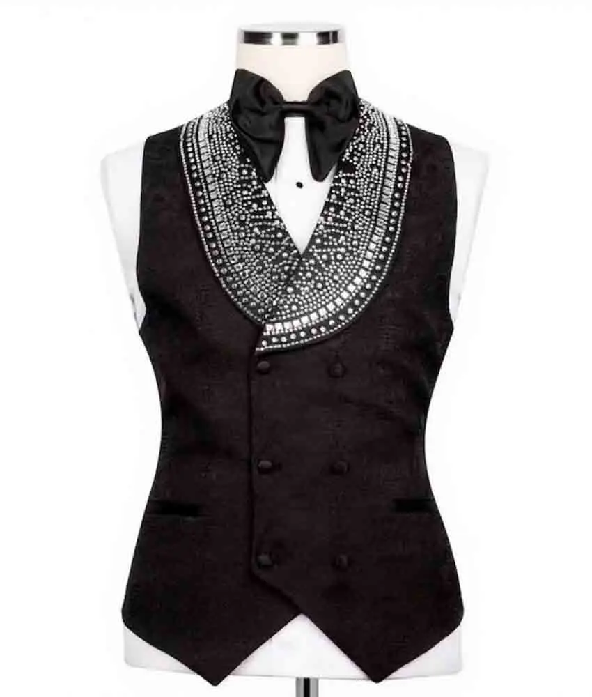 Luxury Crystal Beading 3-piece Men's Suit High Quality Men's Stage Costume Wedding Party Dress Men's dinner party suit;