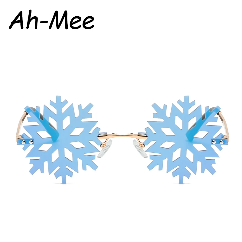 Wandern Mode Radfahren Schneeflocke Frauen Anti Licht Gläser Randlose Klar Weiß Brillen Männliche Gläser Einzigartige Weihnachten Shades