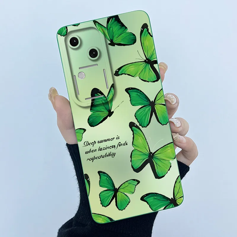 เคสสำหรับ vivo V30 เคสโทรศัพท์ vivo V30 Pro รุ่น Vivo V2318 V2319 เคสกันกระแทก ดีไซน์เรียบง่าย ลายดอกไม้ ป้องกันเลนส์กล้อง ฝาหลัง