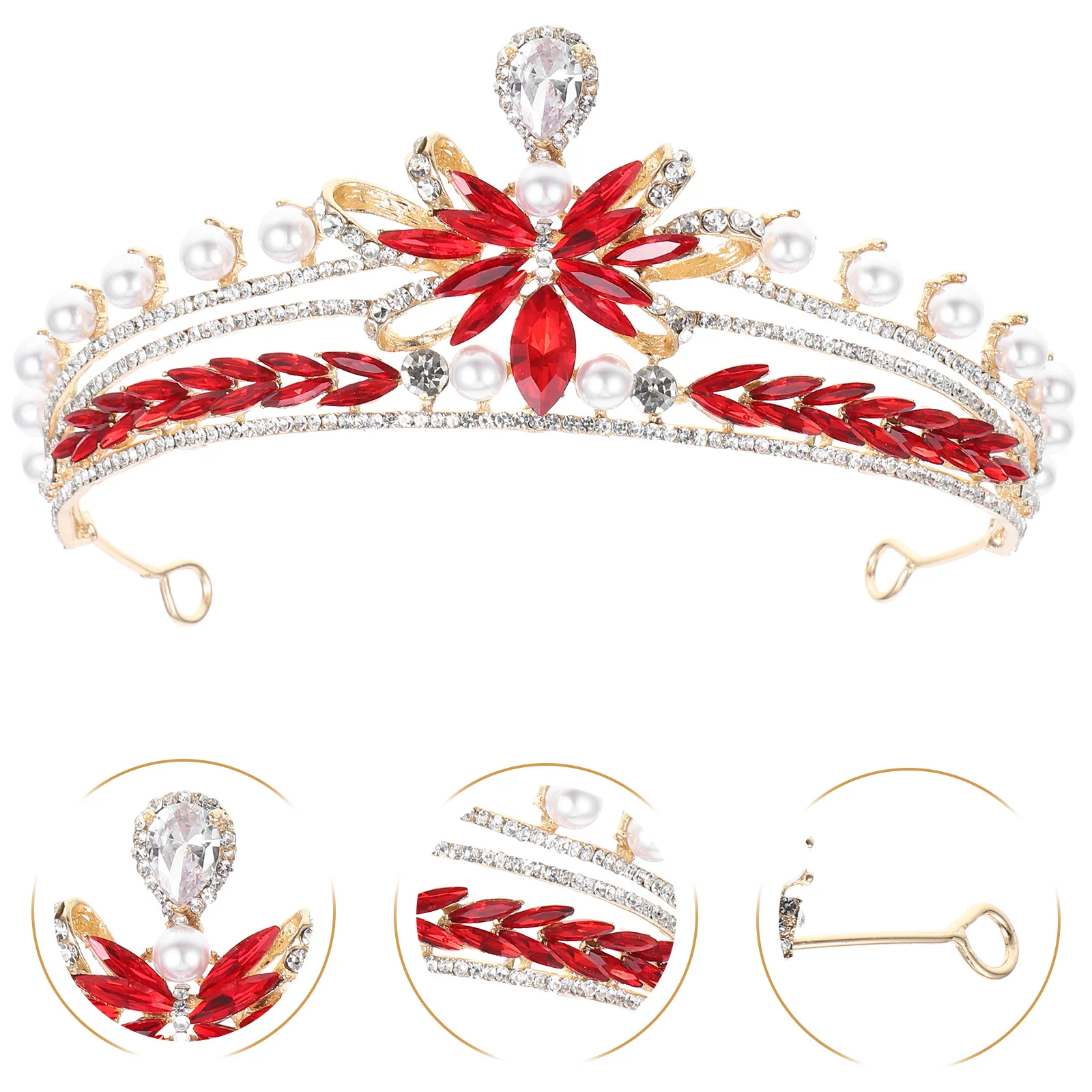 

Luxury Bridal Crown for Women Pearl and Rhinestone Tiara Wedding Headpiece Elegant Crown for Bride Special Occasion Royal Style