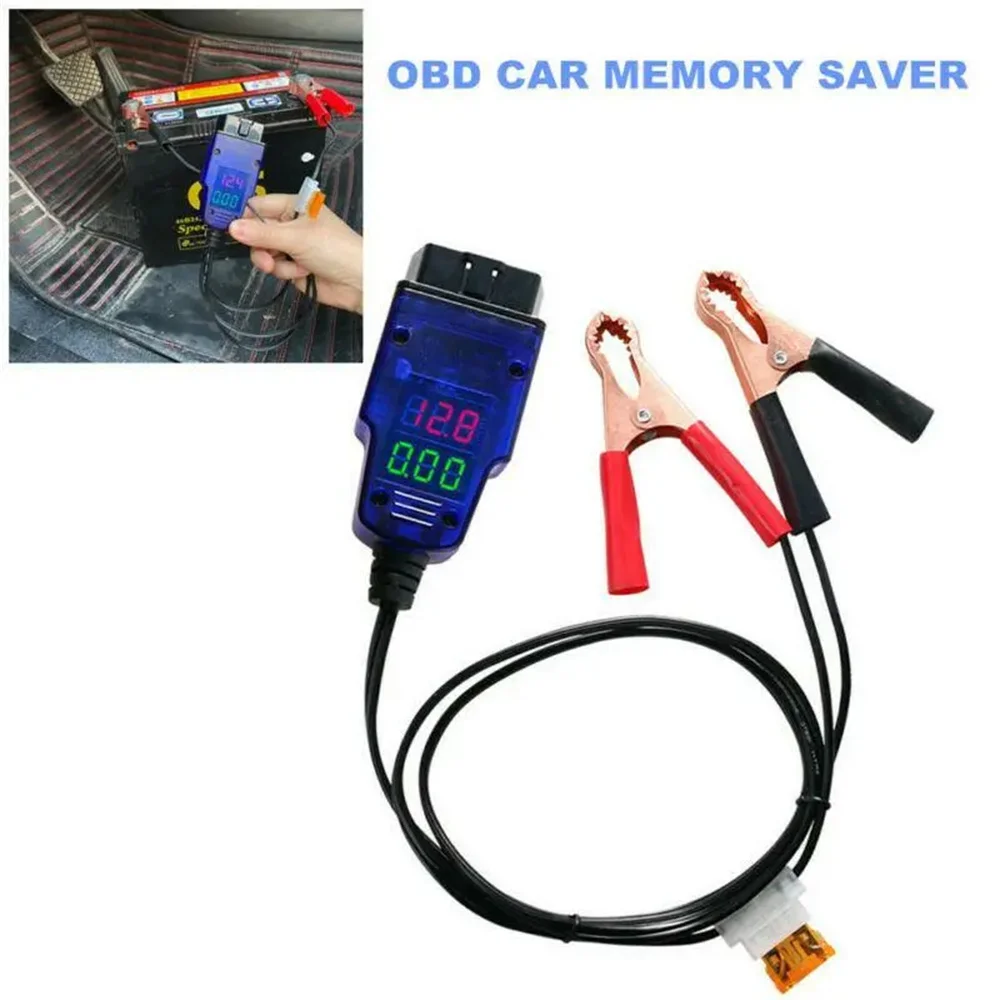 

Car ECU Connector Battery ECU Memory Saver Tool Emergency Electrical Plug OBD2 Memory Saver Show Voltage Current