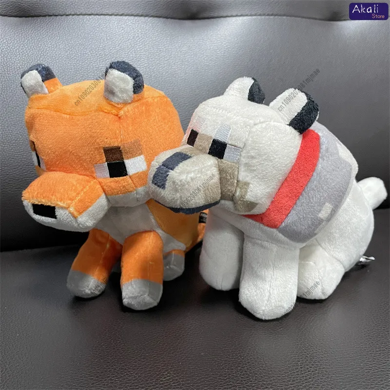 Figurine de loup de Style Pixel, Animal mignon, décor créatif inspiré de jeu, cadeau de collection pour chambre d'enfants, ornement de bureau