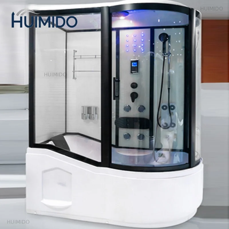 Walk in Luxury Whirlpool Steam Sauna Shower Room with Bathtub Sauna Bath Indoor Steam Shower Room
