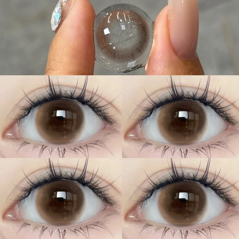 Duoxiu 2pcs Color Contact Lenses With Brown Myopia Degree-0.00~ -8.00 Blue Nature Beauty Pupil Makeup Eye Fast Shipping