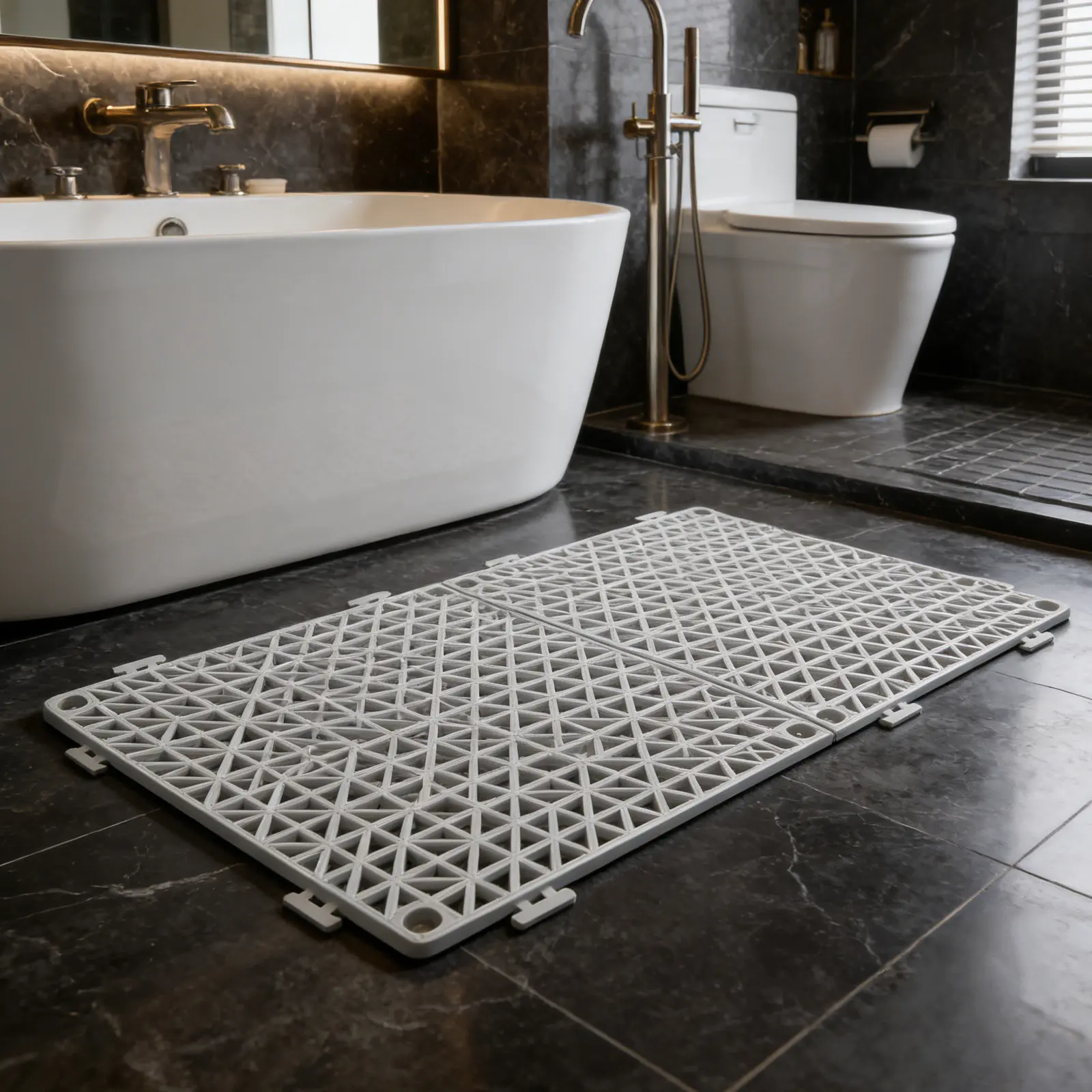 2Pcs Bathroom Anti Slip Floor Mats Interlocking Drainage Tiles Shower Pool Deck Modular Drainage Mat Interlocking Floor Mat
