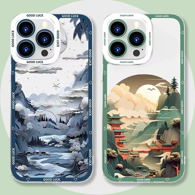 Landscape illustration Case For Xiaomi POCO F6 X6 Pro X3 NFC X5 X4 GT F3 F4 F5 M6 M5S C65 13T 12T 11T 10T 14 13 12 11 Lite 5G NE