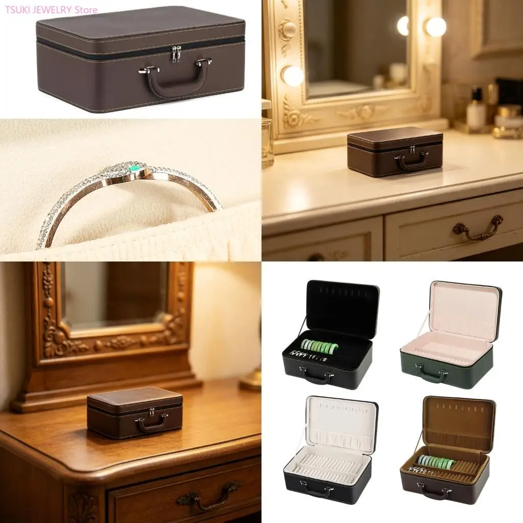

62KE 36 Slot Leather Bracelet Storage Box With Sturdy PU Materials For Jewelry Protective And Display
