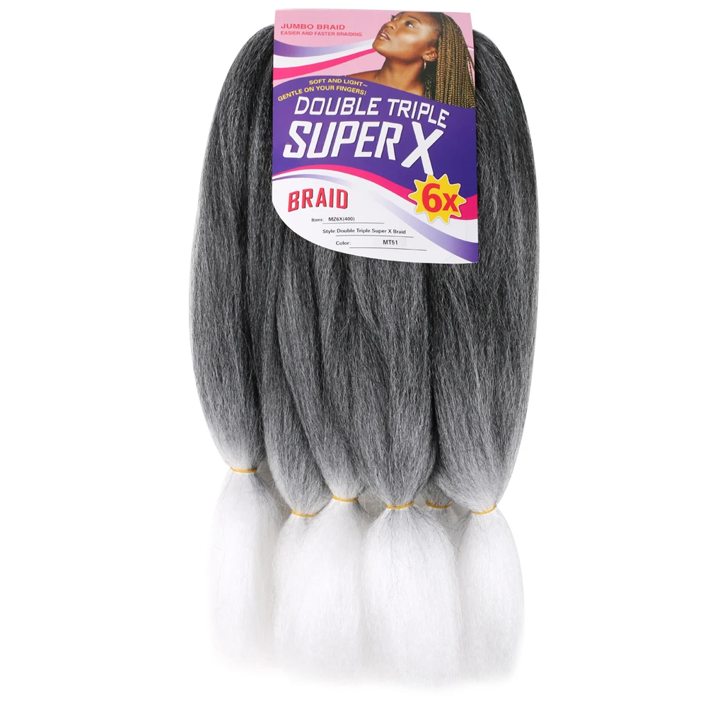 6 paquetes/lote de extensiones de cabello trenzado ombré, trenzas de fibra resistentes al calor de 24 pulgadas para tejido de ganchillo Afro Twist