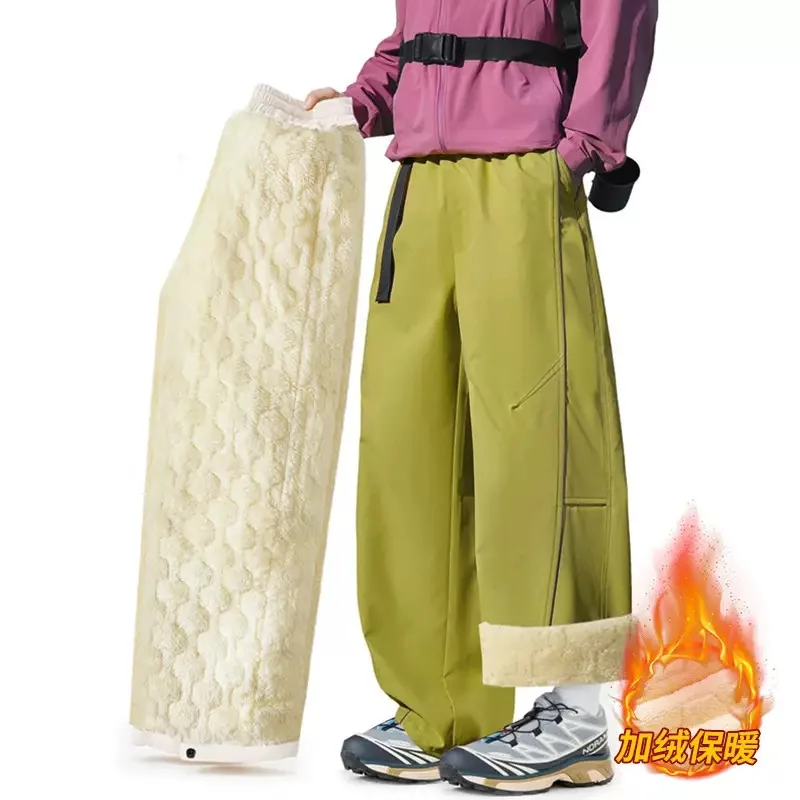 

New Autumn and Winter Fashion Trend Outdoor Sports Waterproof Thickened Warm Lamb Wool Pants Men's Casual Loose Oversized Pants