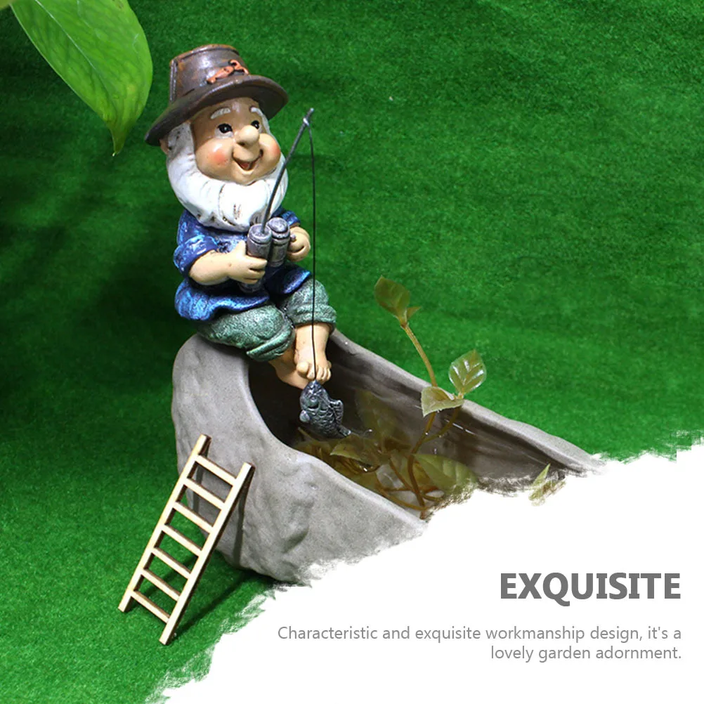 

1Pcs Resin Garden Dwarf Fishing Statue Decorative Outdoor Ornament Creative Pool Landscape Sculpture Yard Decor