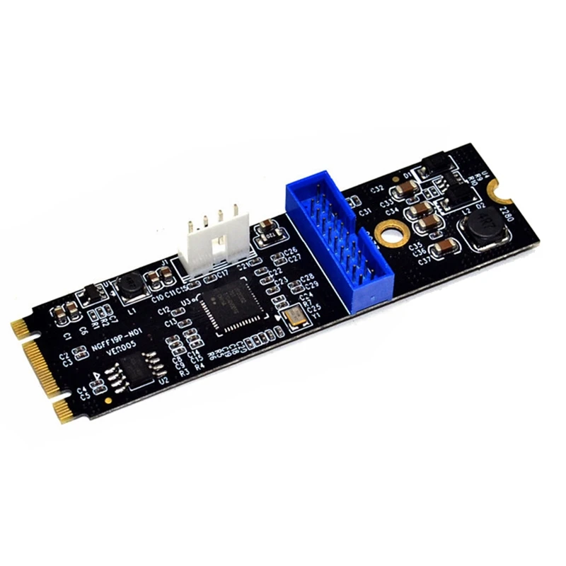 Top-M.2 NGFF NVME To USB 3.0 19Pin Expansion Card NGFF To 2 Port USB3.0 Expansion Card Adapter IDE 4PIN Power Supply