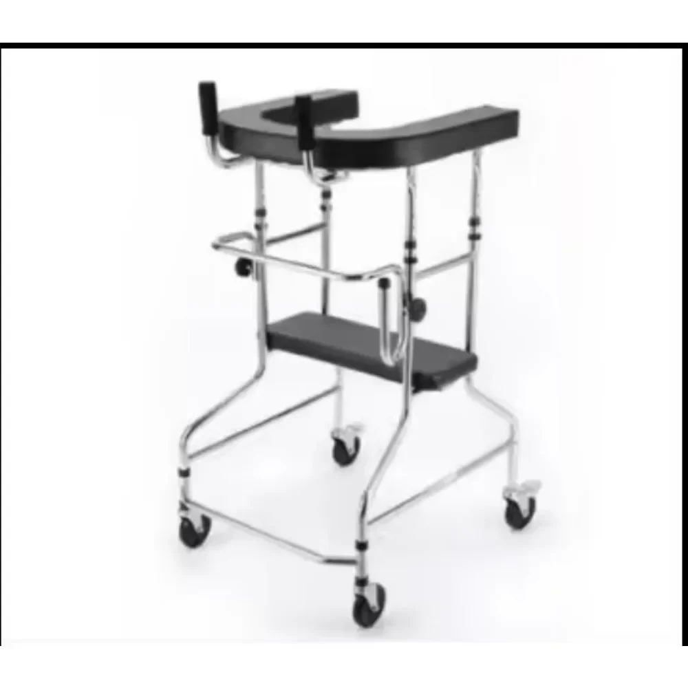 4 Wheels Handicapped Rehabilitation Training Children Adults Stand Disabled Walker Walking Aid