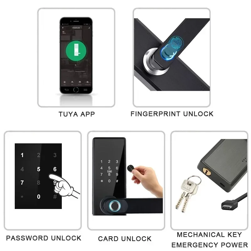 RAYKUBE Biometric Fingerprint Door Lock K7 Pro+ Smart Lock Tuya App Remote Unlocking Keyless Lock Electronic Door Lock