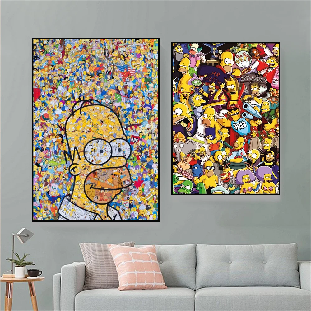 

Disney Abstract Cartoon Characters The Simpsons Graffiti Wall Art Canvas Painting Home Decor Wall Decoration Children's Gift