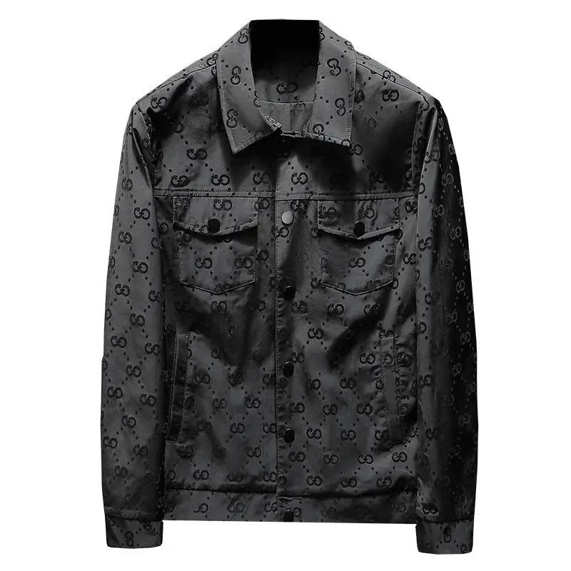 European station jacket jacket men's light luxury fashion spring new flocking slim jacket men's casual jacket