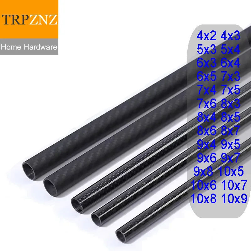 

Трубка из углеродного волокна 3K, наружный диаметр 4, 5, 6, 7, 8, 9, 10 мм, длина 500 мм, легкая, высокопрочная, для деталей дронов, использование своими руками