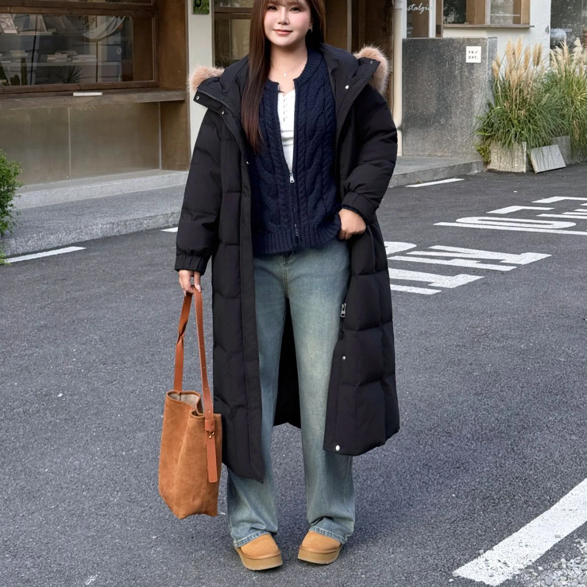 XXXXL موضة حجم كبير النساء 90 الأبيض بطة أسفل معطف قسط التنقل الشتاء سترة طويلة أسفل مع طوق الفراء الكبير 9039 #4